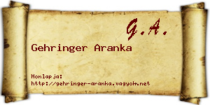 Gehringer Aranka névjegykártya